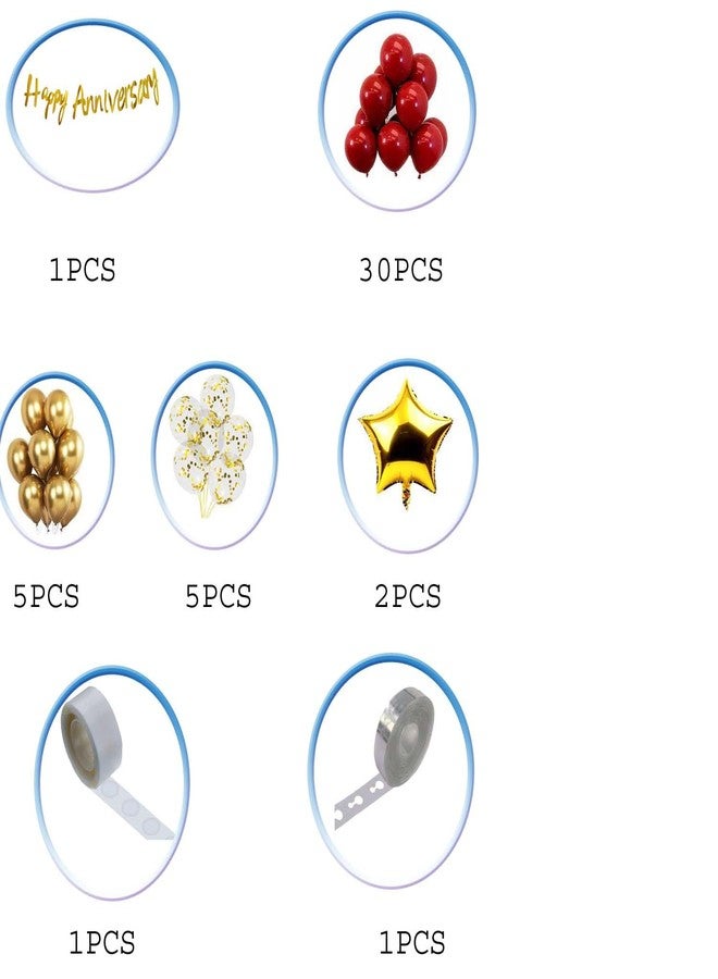 SOI Wedding Anniversary Decoration Items 45 PCS Red Anniversary Decoration Items | 25th Anniversary Decoration items | Red And Golden Balloons For Decoration - Image 2